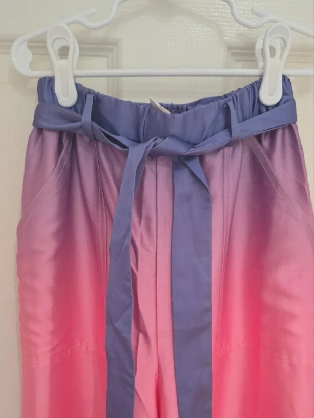 Hutch Pink to Purple Ombre Wide-Leg Satin Pants NWOT